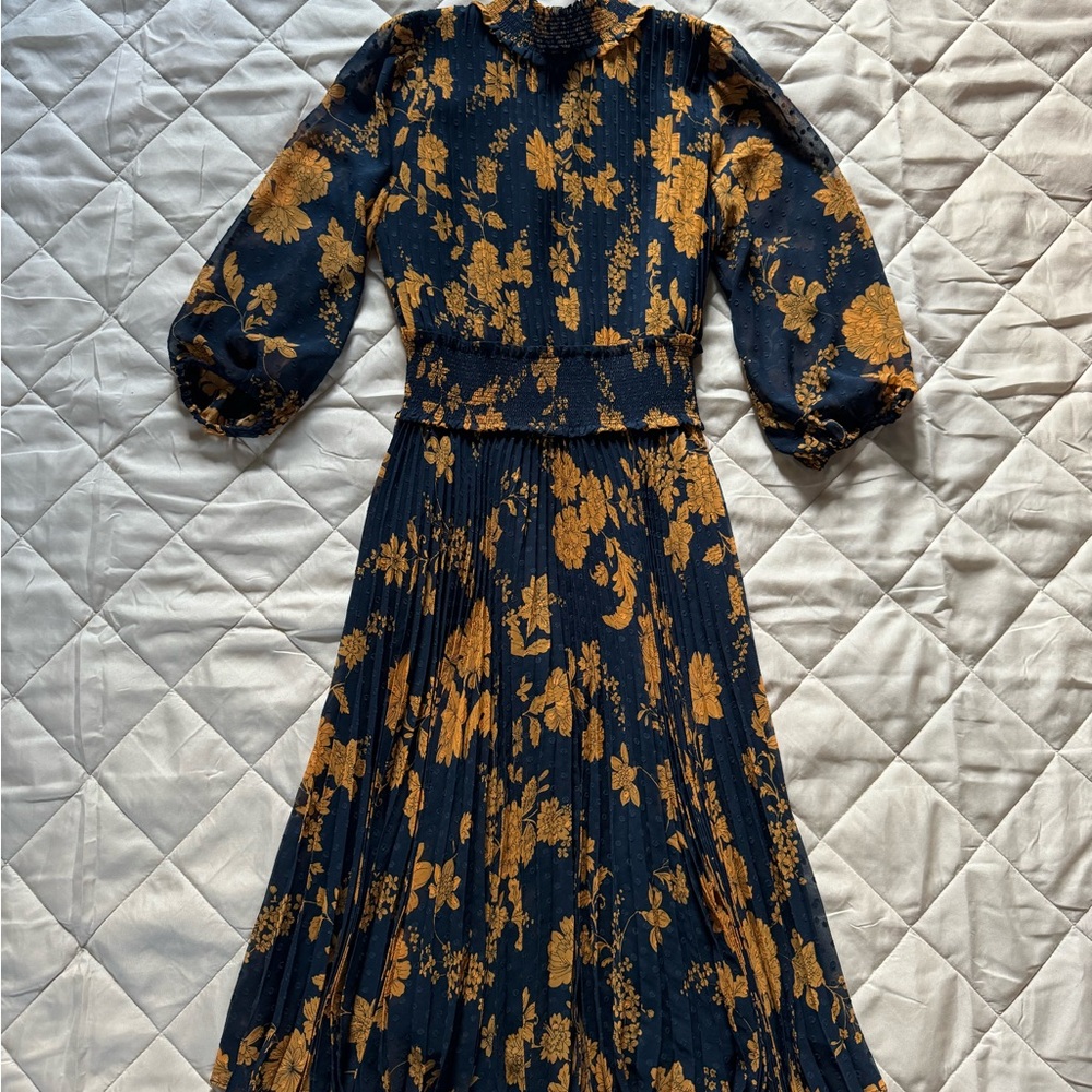 Nanette Lepore Gold and Blue Mock Neck Sundress